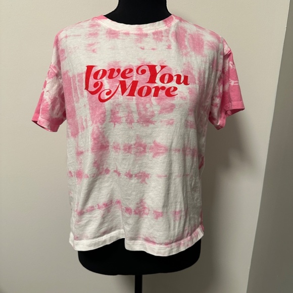 *OLD NAVY* Pink x White Love You More Short Sleeve Shirt Size Medium - Picture 1 of 6